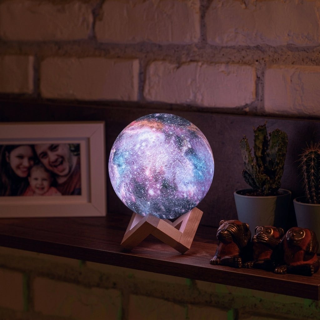 3D Galaxie-Mondlampe mit buntem Leuchteffekt - Night Lights & Ambient Lighting - 8 cm - Voldeva