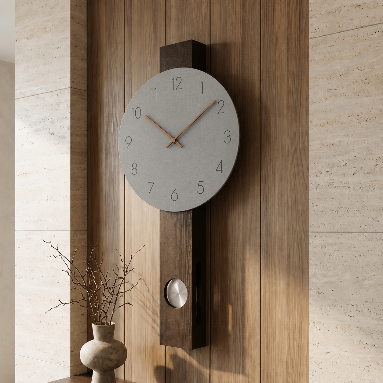 Nordische Wanduhr mit Mattem Zifferblatt ohne Rahmen