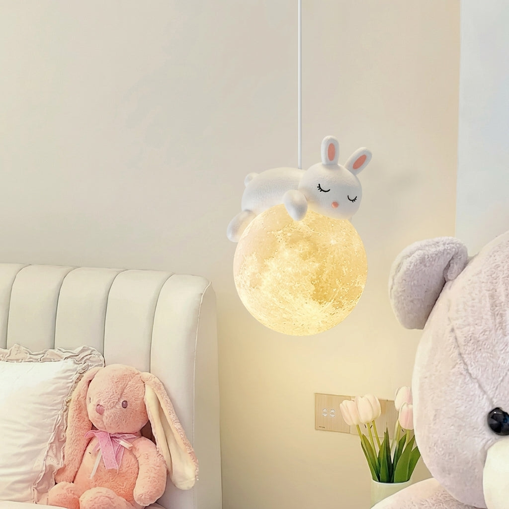 Warmes Glühen Niedlicher Schlafbär Mond Pendelleuchte