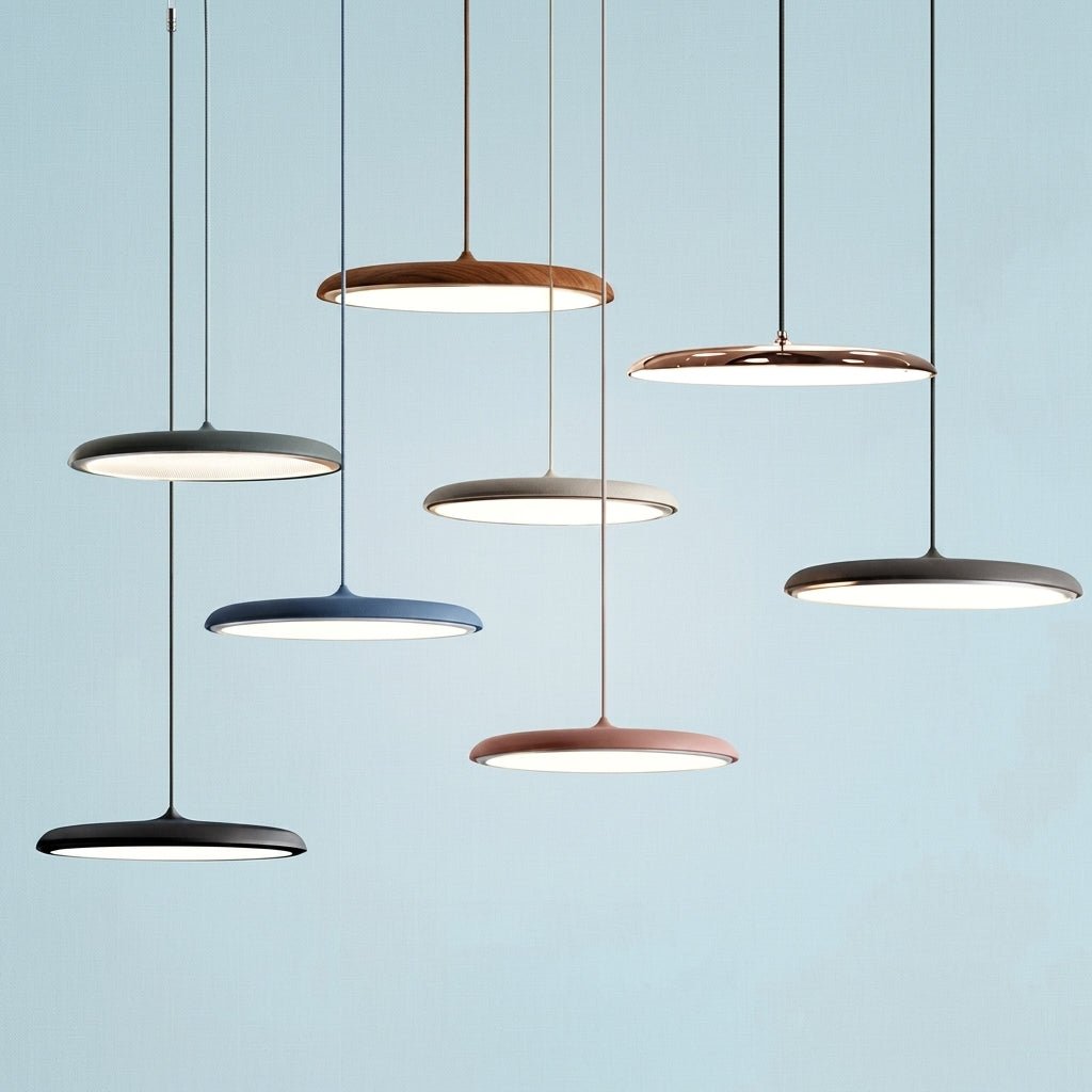 Bauhaus Pendelleuchte mit Flachem Rundem Schirm - Pendelleuchte - Rosa - Voldeva