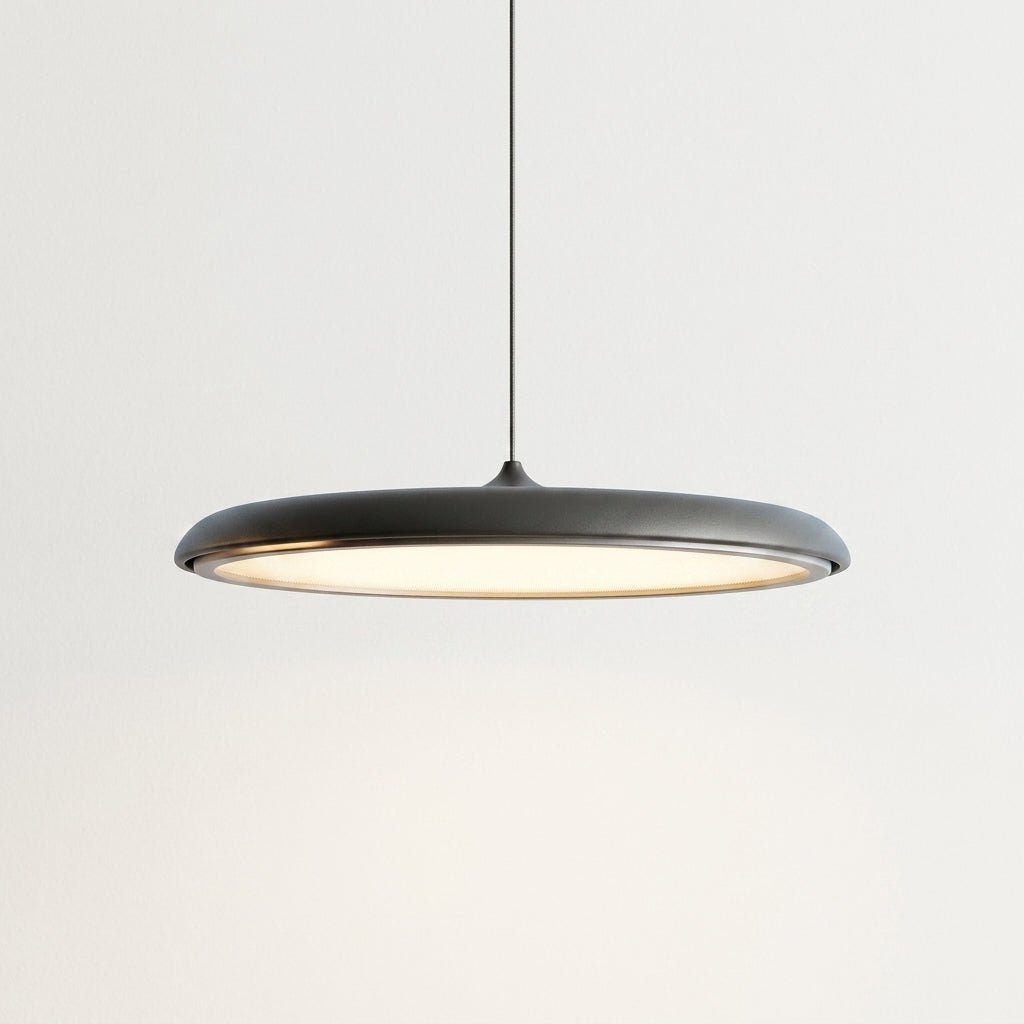 Bauhaus Pendelleuchte mit Flachem Rundem Schirm - Pendelleuchte - Grau - Voldeva