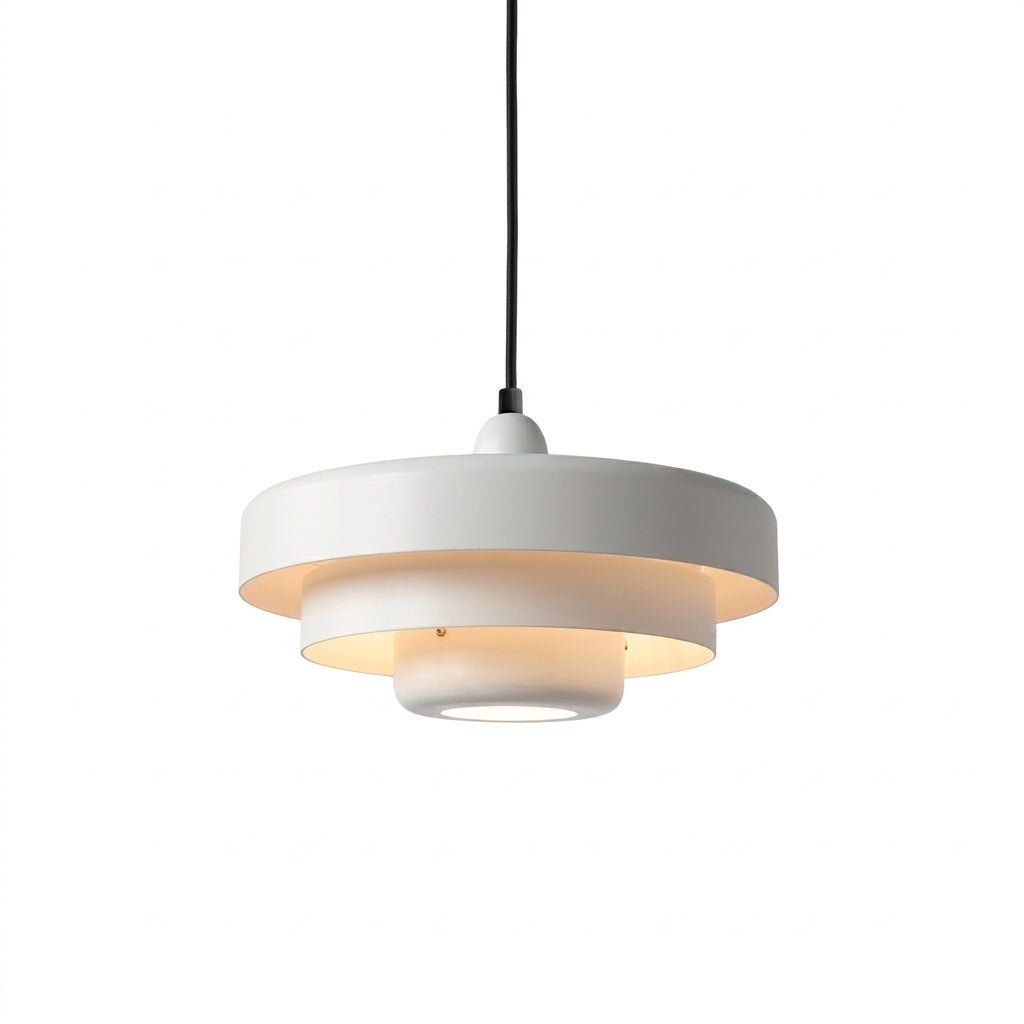Bauhaus Pendelleuchte mit Gestuften Rundschirmen - Pendelleuchte - Weiß - Voldeva