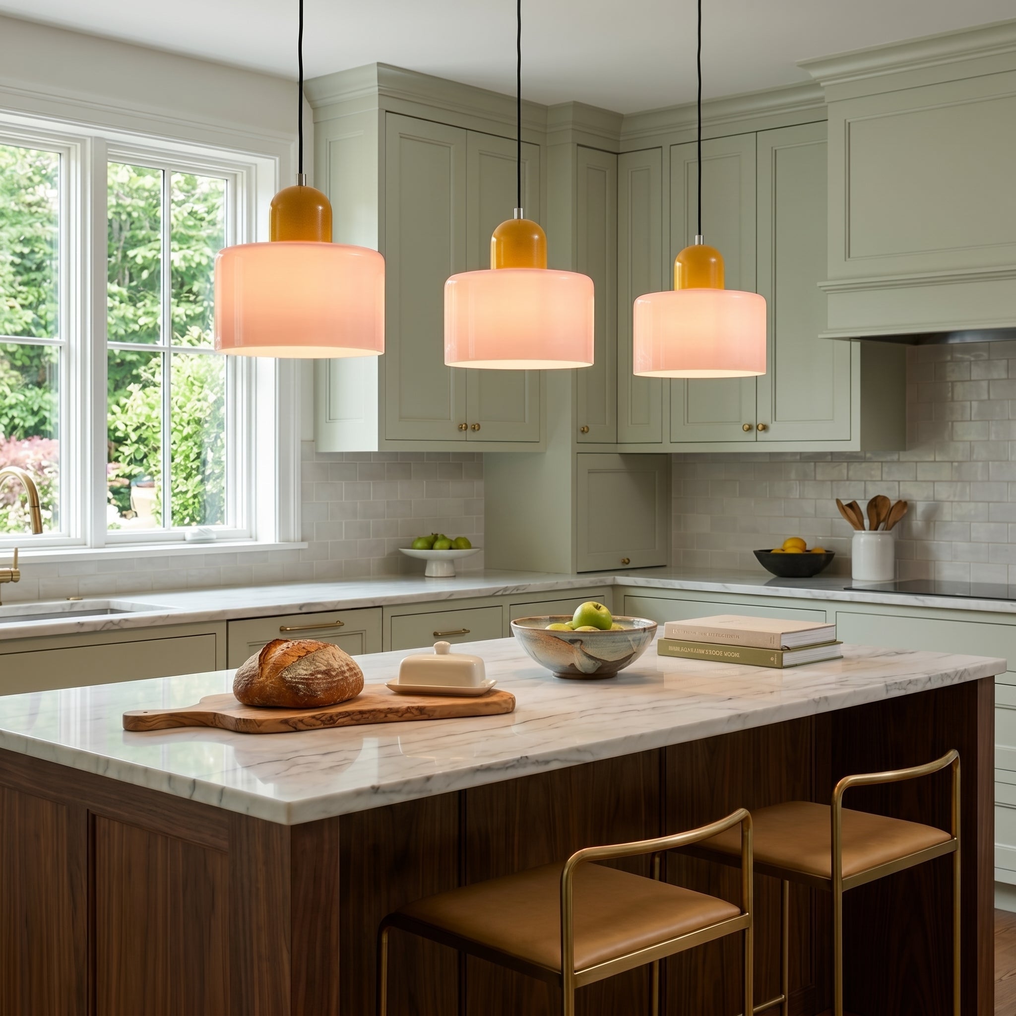 Bauhaus Pendelleuchte mit Modernem Zylindrischen Schirmdesign - Deckenleuchte - Rosa - Voldeva