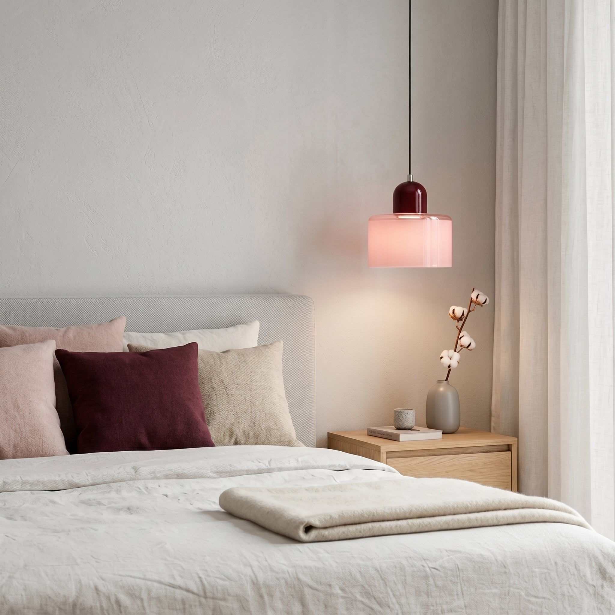 Bauhaus Pendelleuchte mit Modernem Zylindrischen Schirmdesign - Deckenleuchte - Rosa - Voldeva