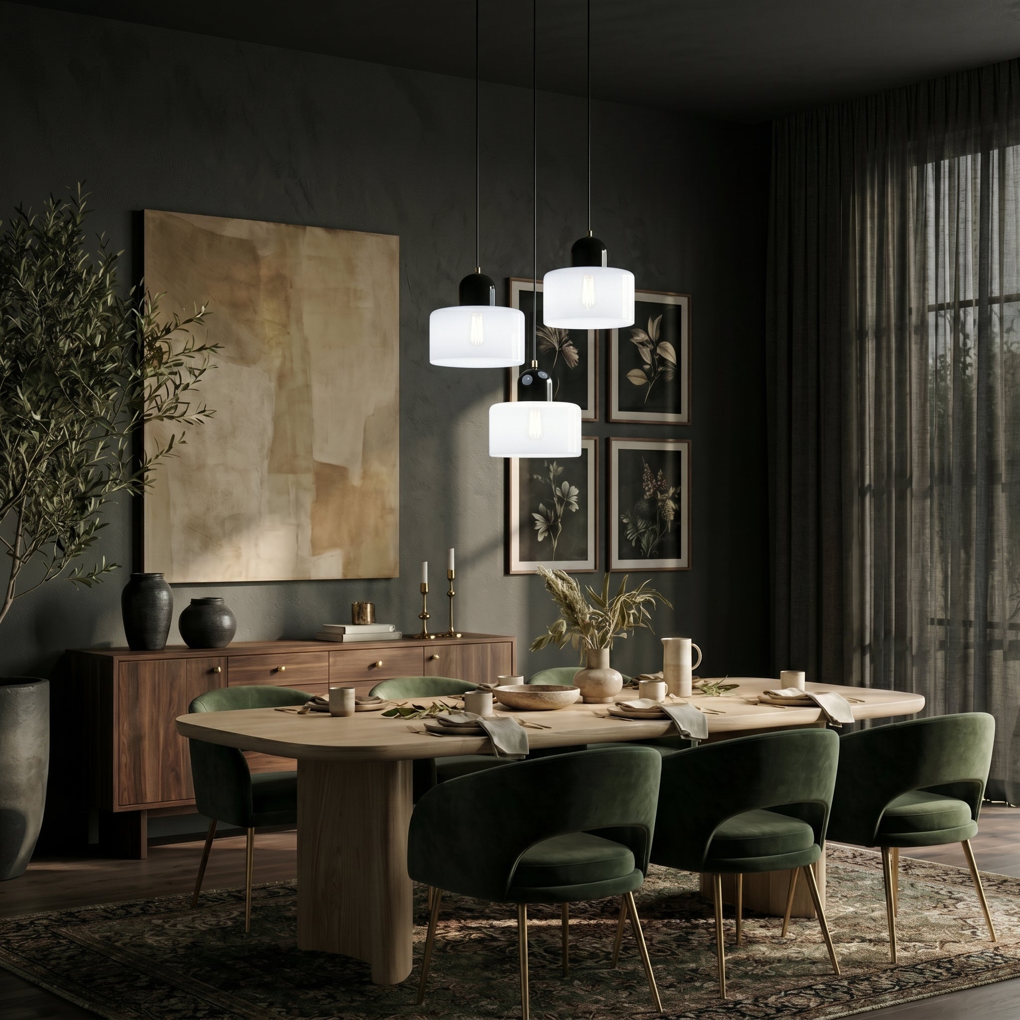Bauhaus Pendelleuchte mit Modernem Zylindrischen Schirmdesign - Deckenleuchte - Weiß - Voldeva