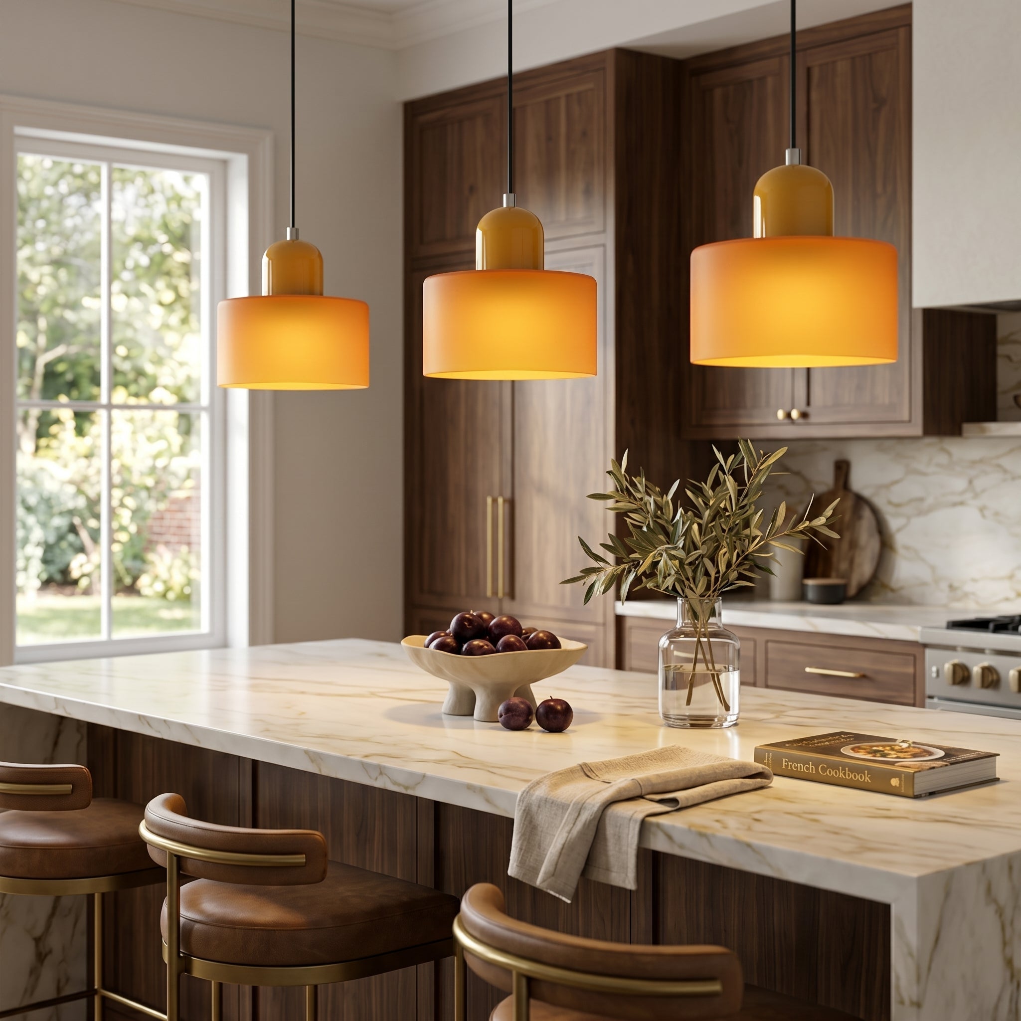 Bauhaus Pendelleuchte mit Modernem Zylindrischen Schirmdesign - Deckenleuchte - Orange - Voldeva