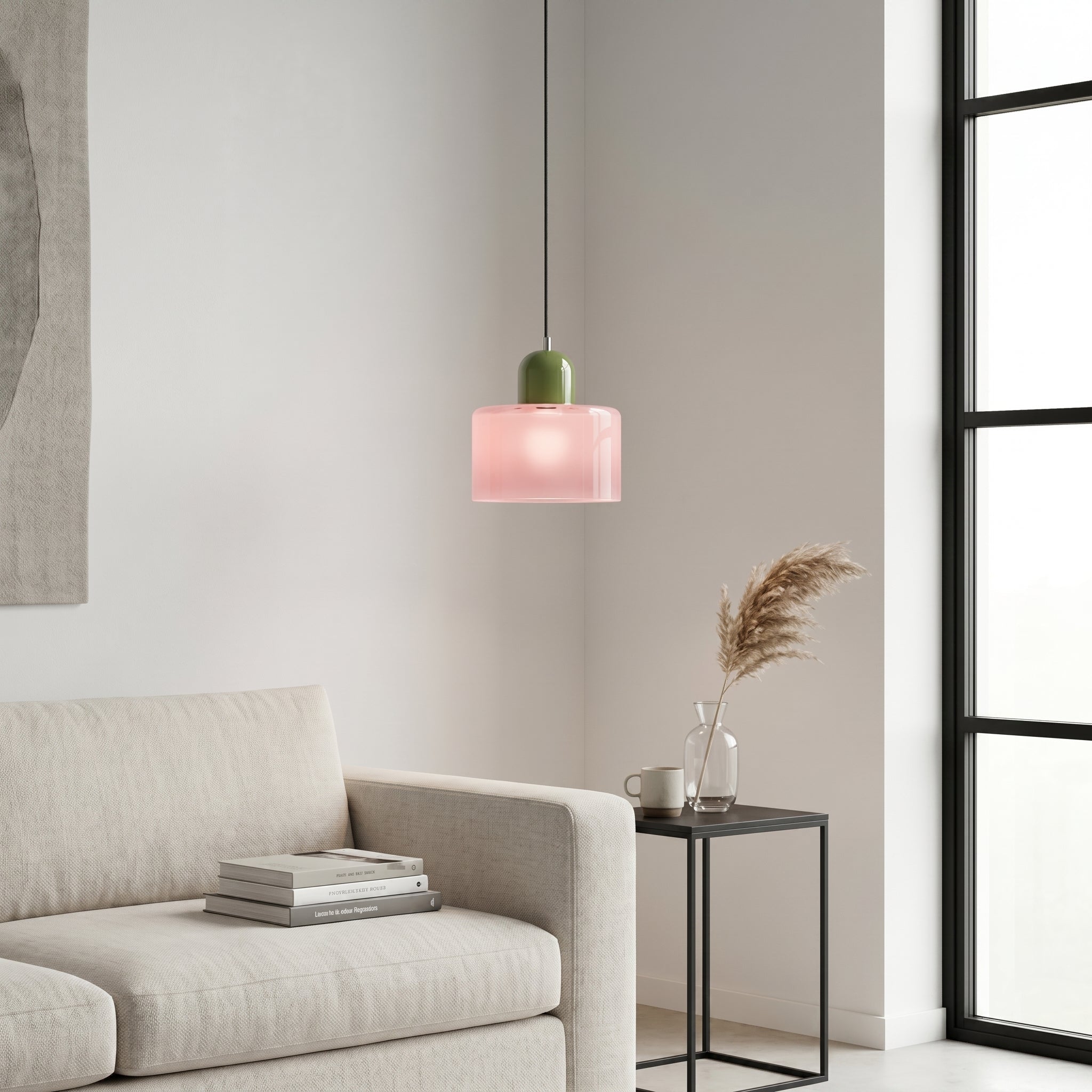 Bauhaus Pendelleuchte mit Modernem Zylindrischen Schirmdesign - Deckenleuchte - Rosa - Voldeva