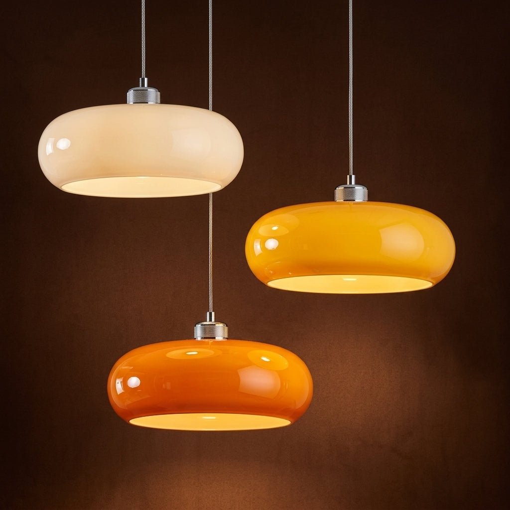Bauhaus Pendelleuchte mit Rundem Kuppelschirm - Pendelleuchte - Orange - Voldeva