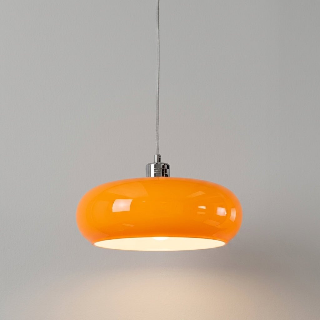 Bauhaus Pendelleuchte mit Rundem Kuppelschirm - Pendelleuchte - Orange - Voldeva