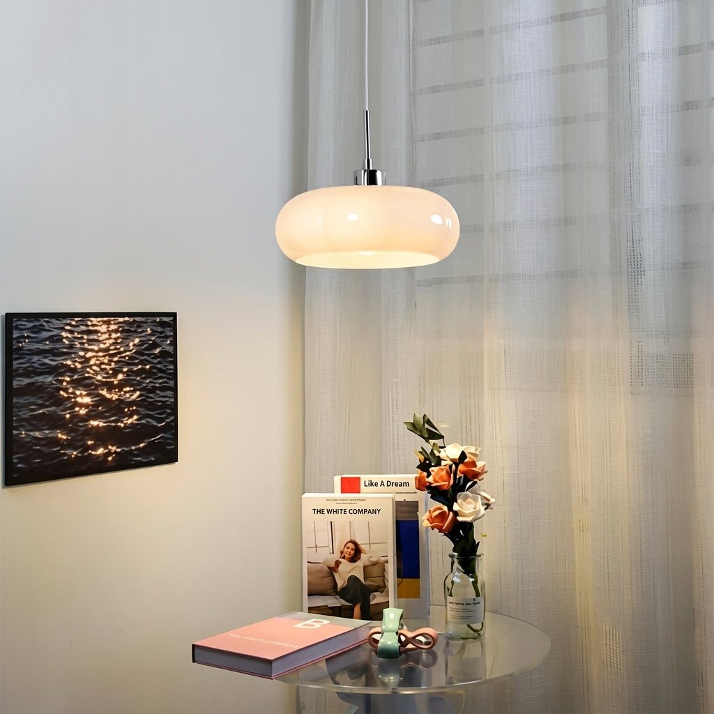 Bauhaus Pendelleuchte mit Rundem Kuppelschirm - Pendelleuchte - Weiß - Voldeva