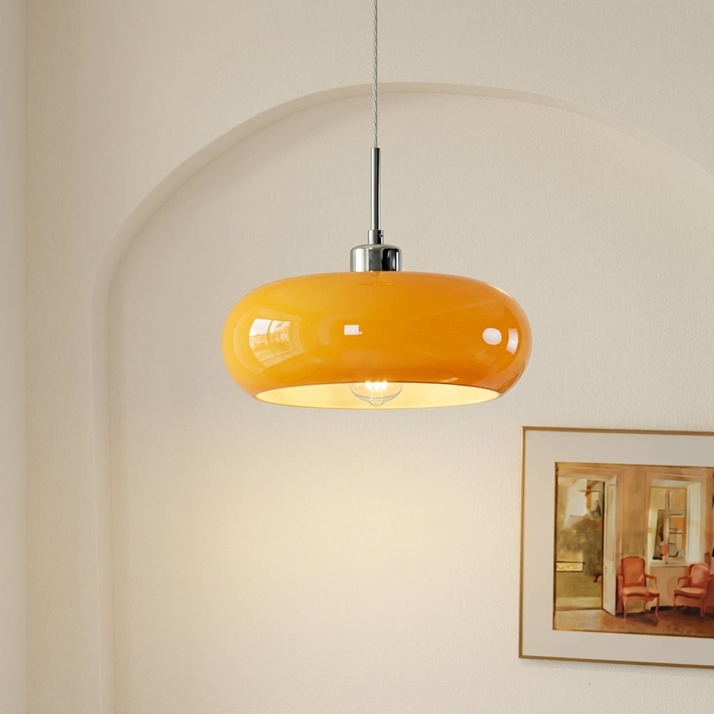 Bauhaus Pendelleuchte mit Rundem Kuppelschirm - Pendelleuchte - Gelb - Voldeva