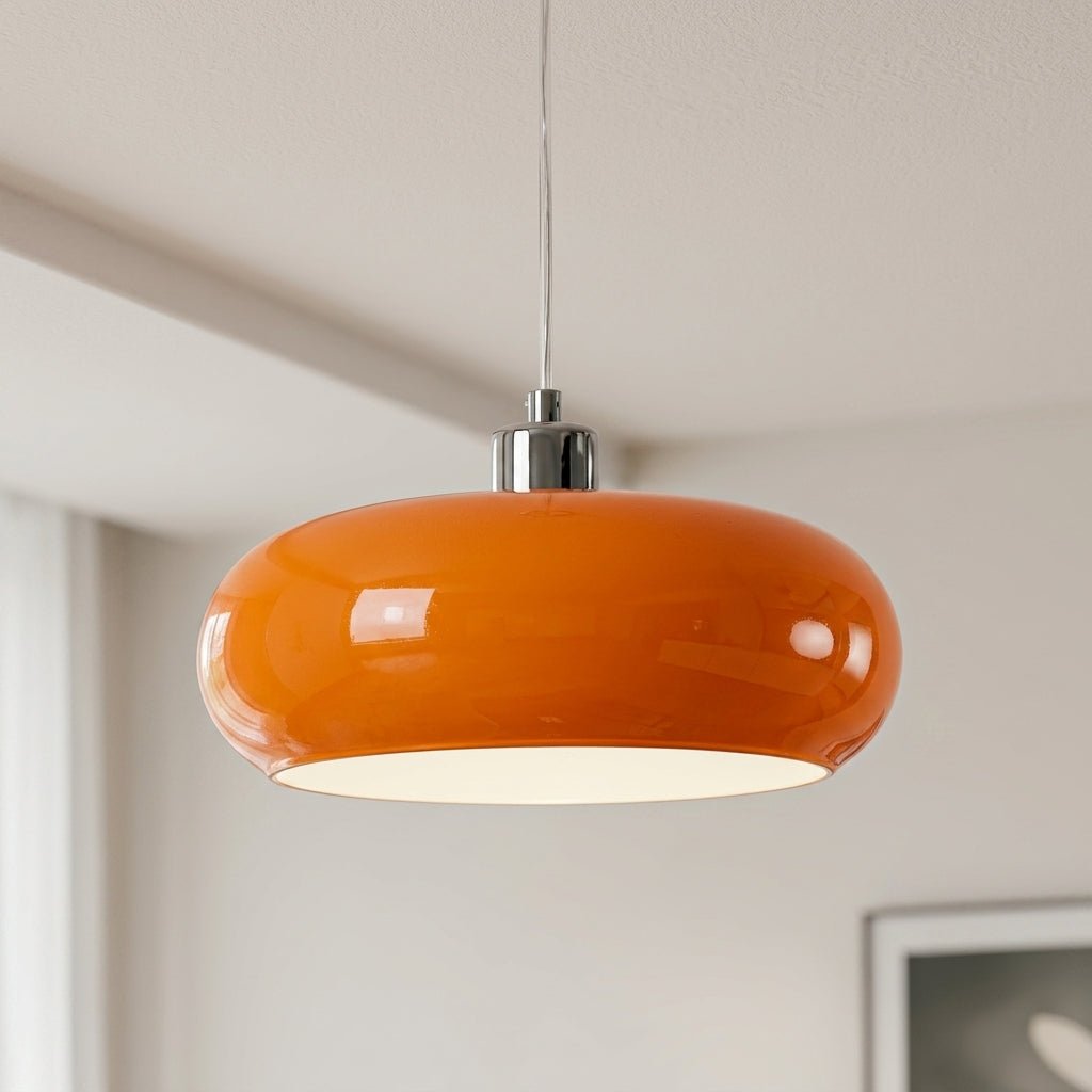 Bauhaus Pendelleuchte mit Rundem Kuppelschirm - Pendelleuchte - Orange - Voldeva