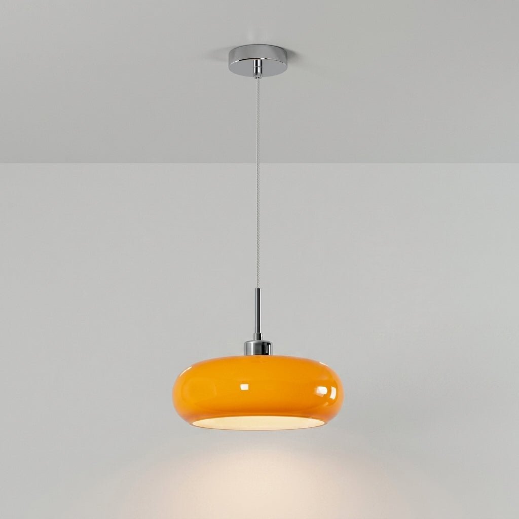 Bauhaus Pendelleuchte mit Rundem Kuppelschirm - Pendelleuchte - Gelb - Voldeva