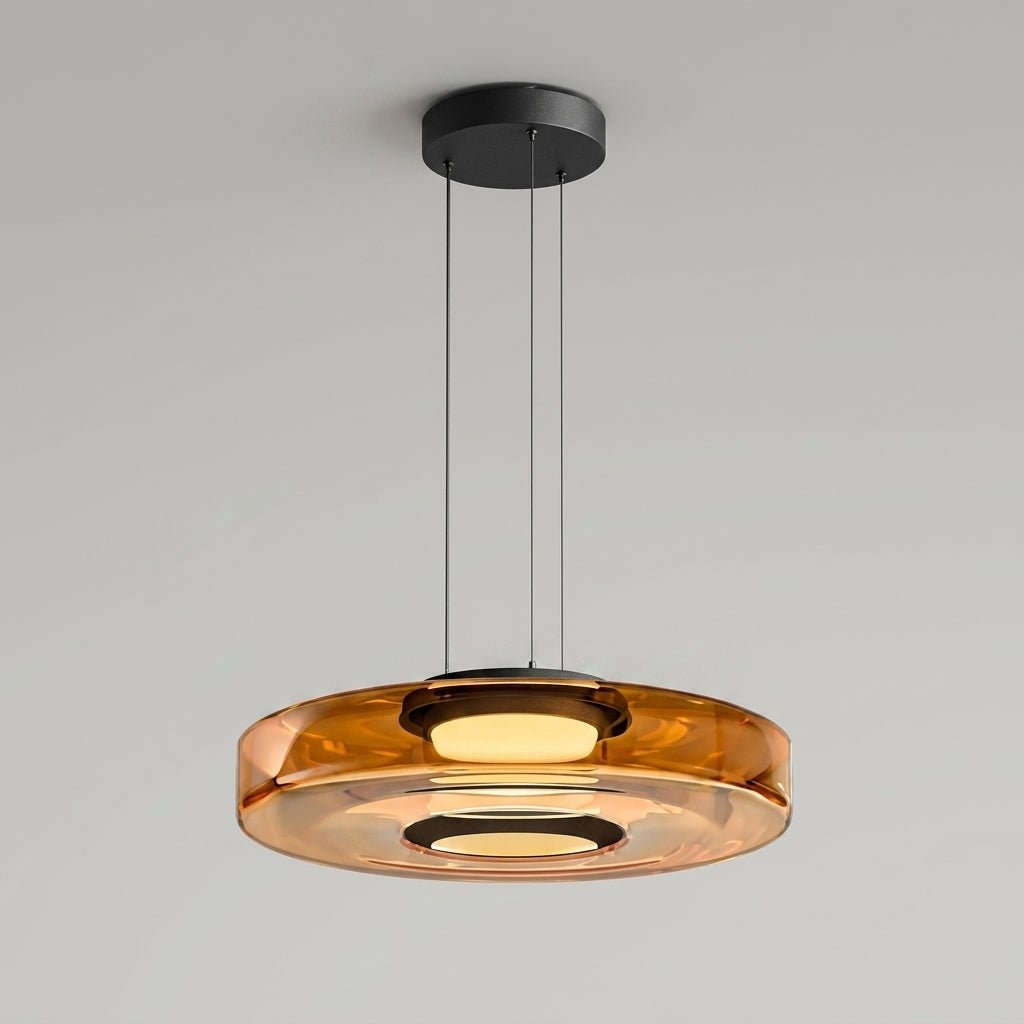 Bauhaus Pendelleuchte mit Transluzentem Rundschirm - Pendelleuchte - Amber - Voldeva