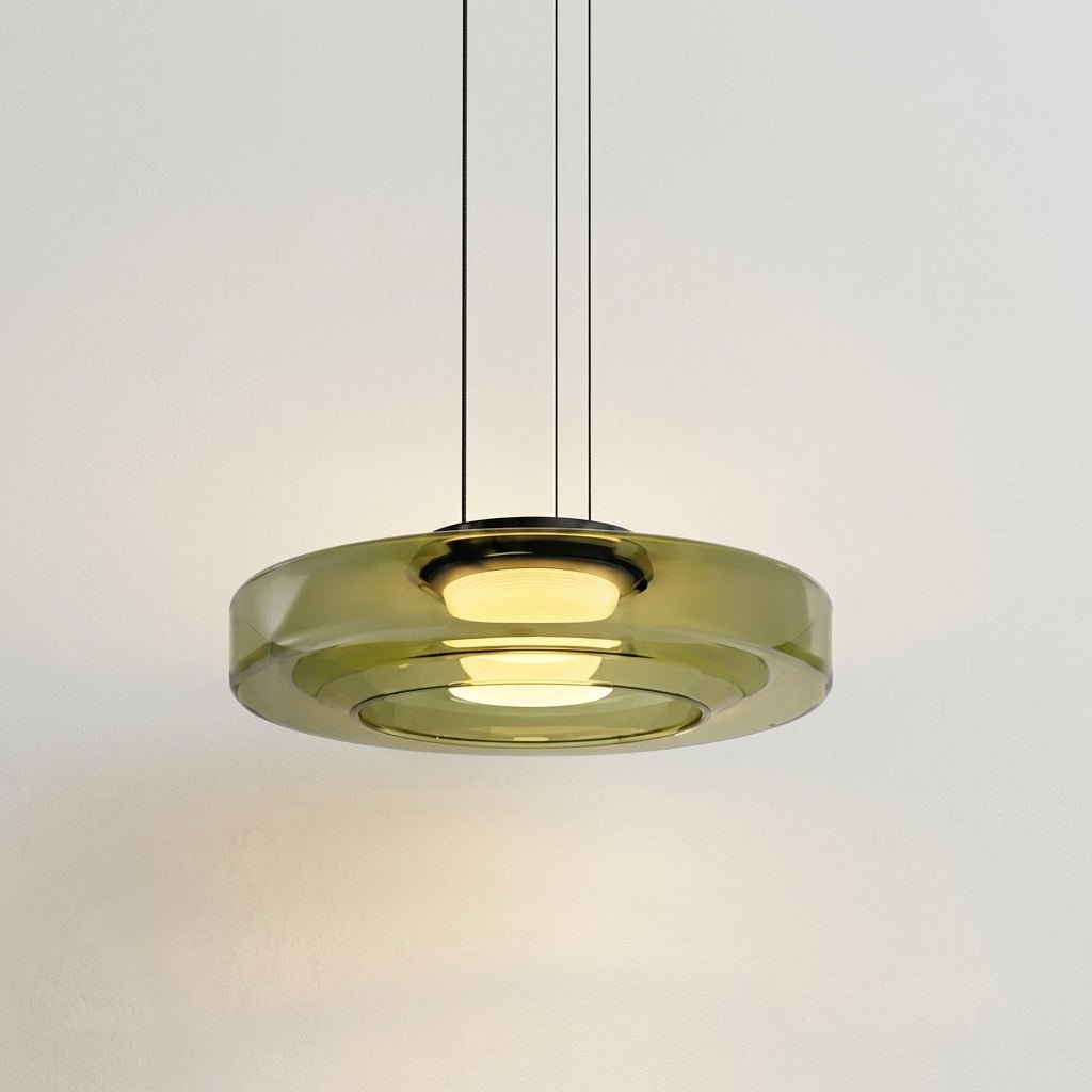 Bauhaus Pendelleuchte mit Transluzentem Rundschirm - Pendelleuchte - Grün - Voldeva