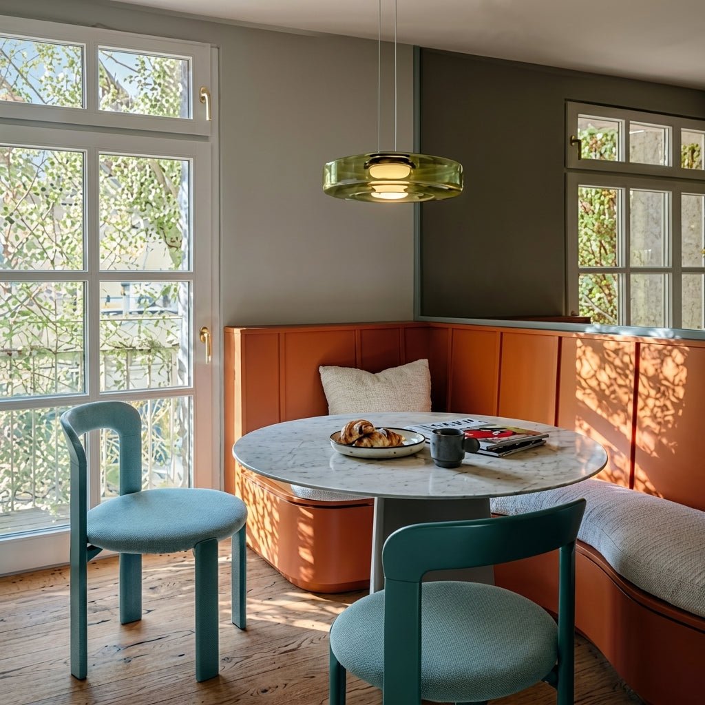 Bauhaus Pendelleuchte mit Transluzentem Rundschirm - Pendelleuchte - Grün - Voldeva