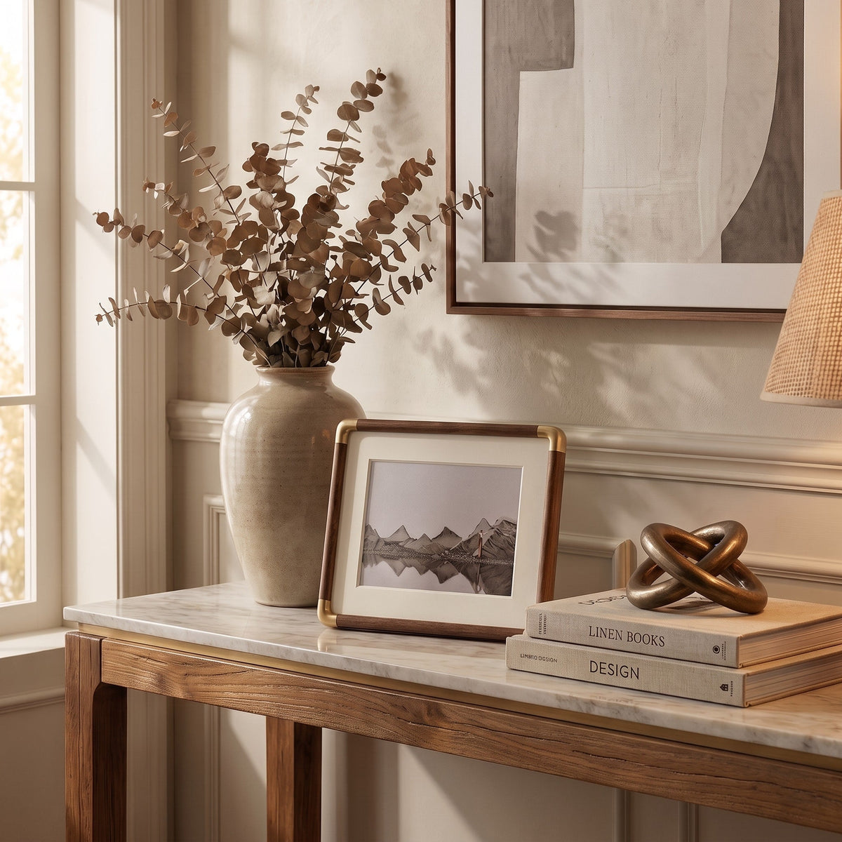 Bilderrahmen Holz mit Goldakzenten und Passepartout - Picture Frames - Dunkelbraun - Voldeva