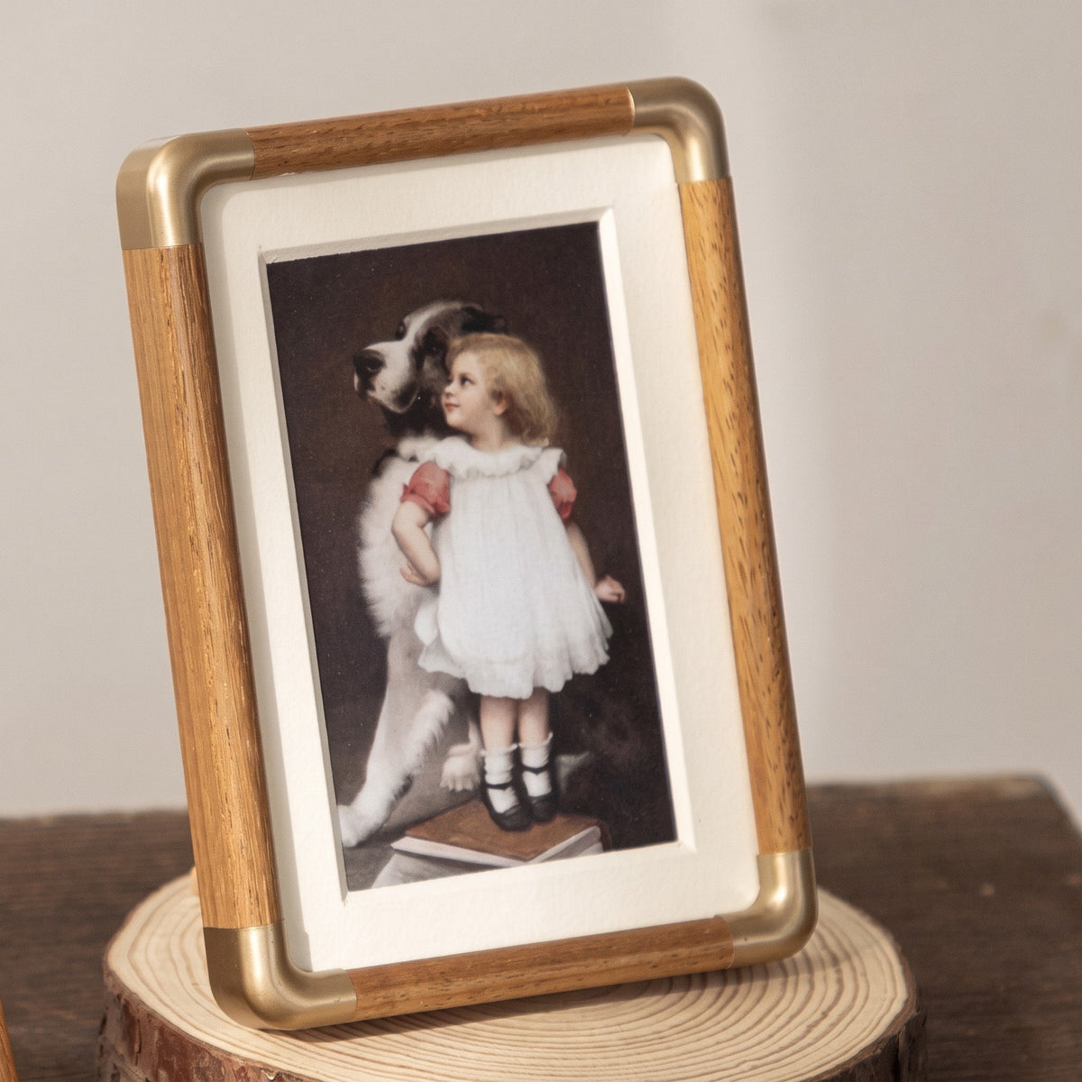 Bilderrahmen Holz mit Goldakzenten und Passepartout - Picture Frames - Hellbraun - Voldeva