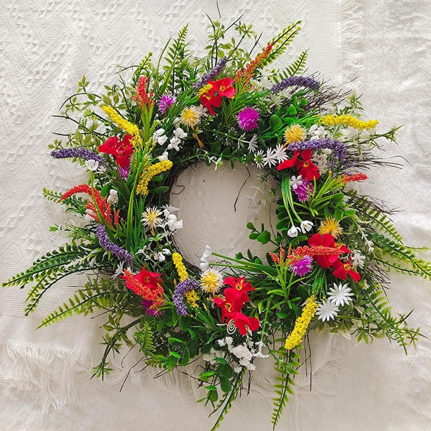 Bunter Kranz aus Kunstblumen - Kunstpflanzen - Voldeva
