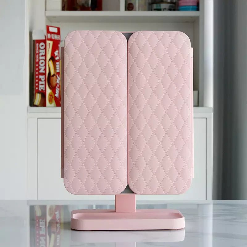 Clara – LED Make - up Spiegel mit Dreifachbeleuchtung - Gesichtsspiegel - Rosa - Voldeva