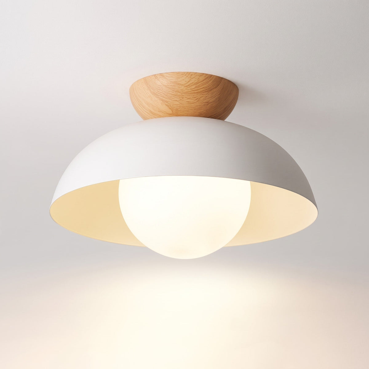 Deckenleuchte Halbrund Holz Metall Minimalistisches Design - Ceiling Light Fixtures - Weiß - Voldeva
