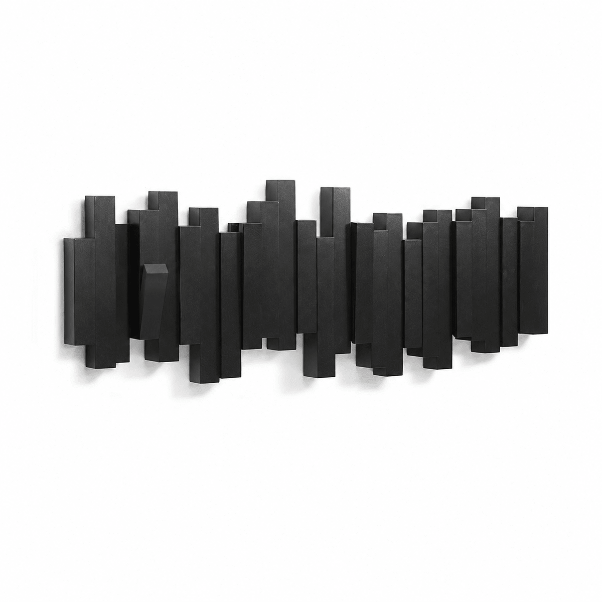 Design Holzgarderobe mit Klapphaken für Flur und Eingangsbereich - Utility Hooks - Schwarz - Voldeva