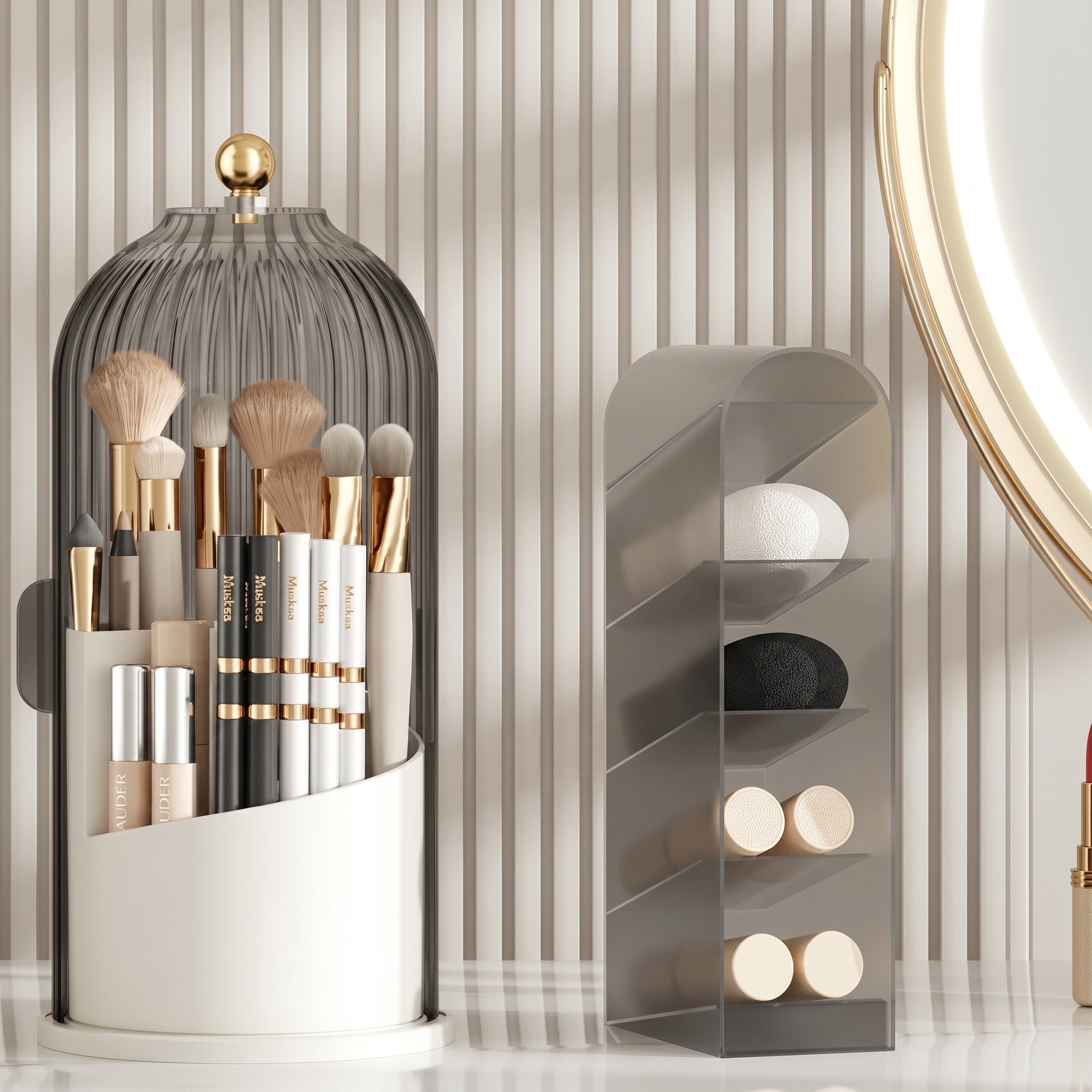 Drehbarer Kosmetik Organizer mit Glockendesign - Storage & Organization - Schwarz - Voldeva