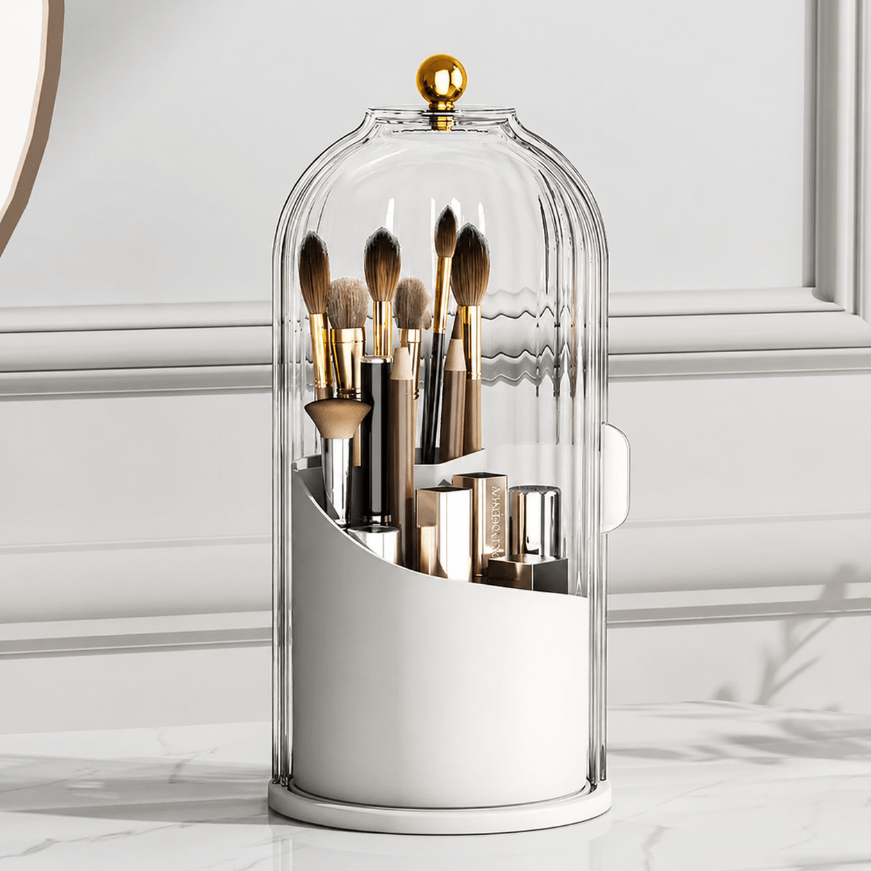 Drehbarer Kosmetik Organizer mit Glockendesign - Storage & Organization - Weiß - Voldeva