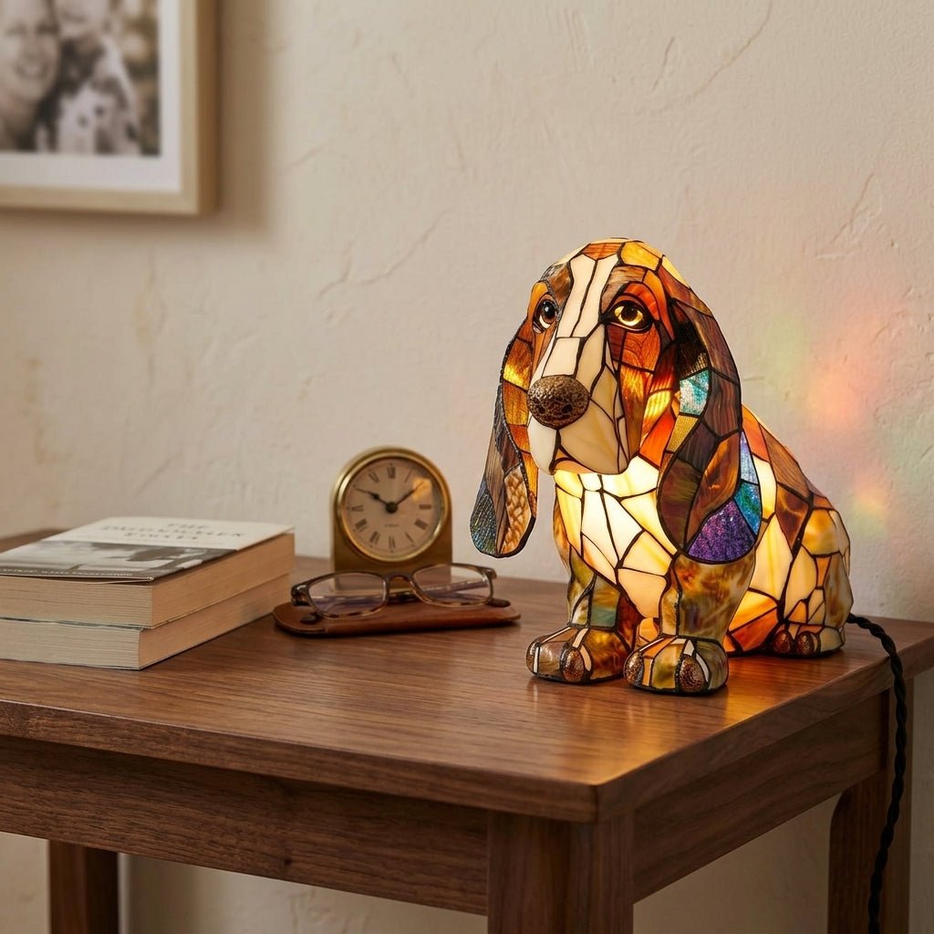 Finn – LED Nachtlampe mit Hunde Design - Tischlampen - Basset Hound - Voldeva