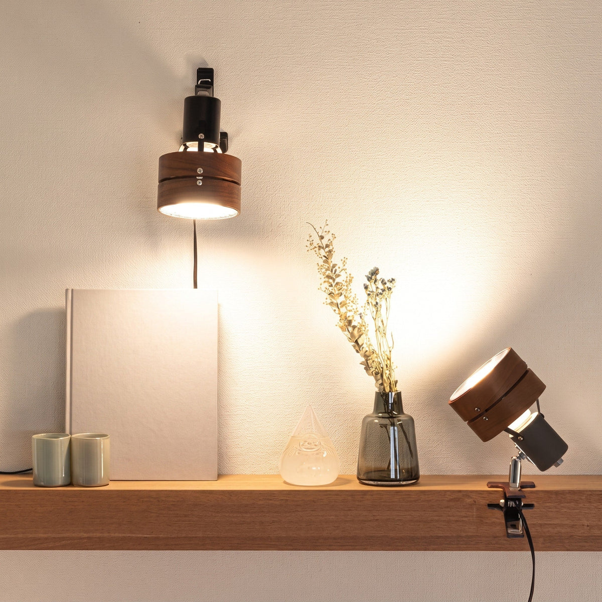 Flexible Rund Kopf Klemm Licht für Schreibtisch Bett und Regal - Lamps - Dunkelbraun - Voldeva