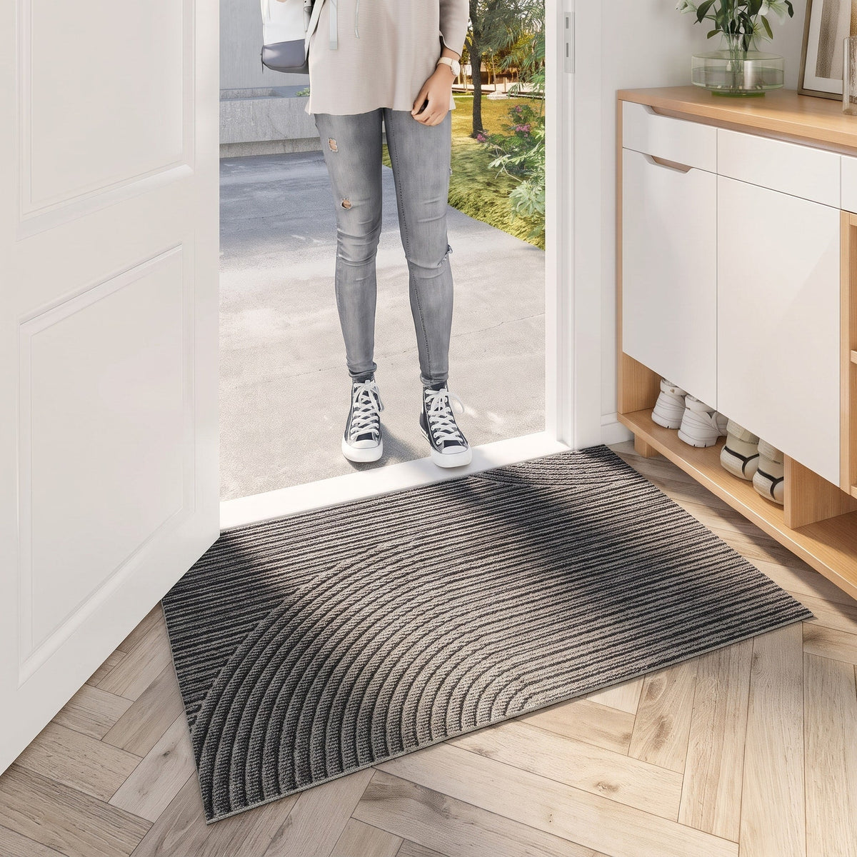 Fußmatte mit Wellenmuster für Eingang und Flur - Door Mats - Grau - Voldeva