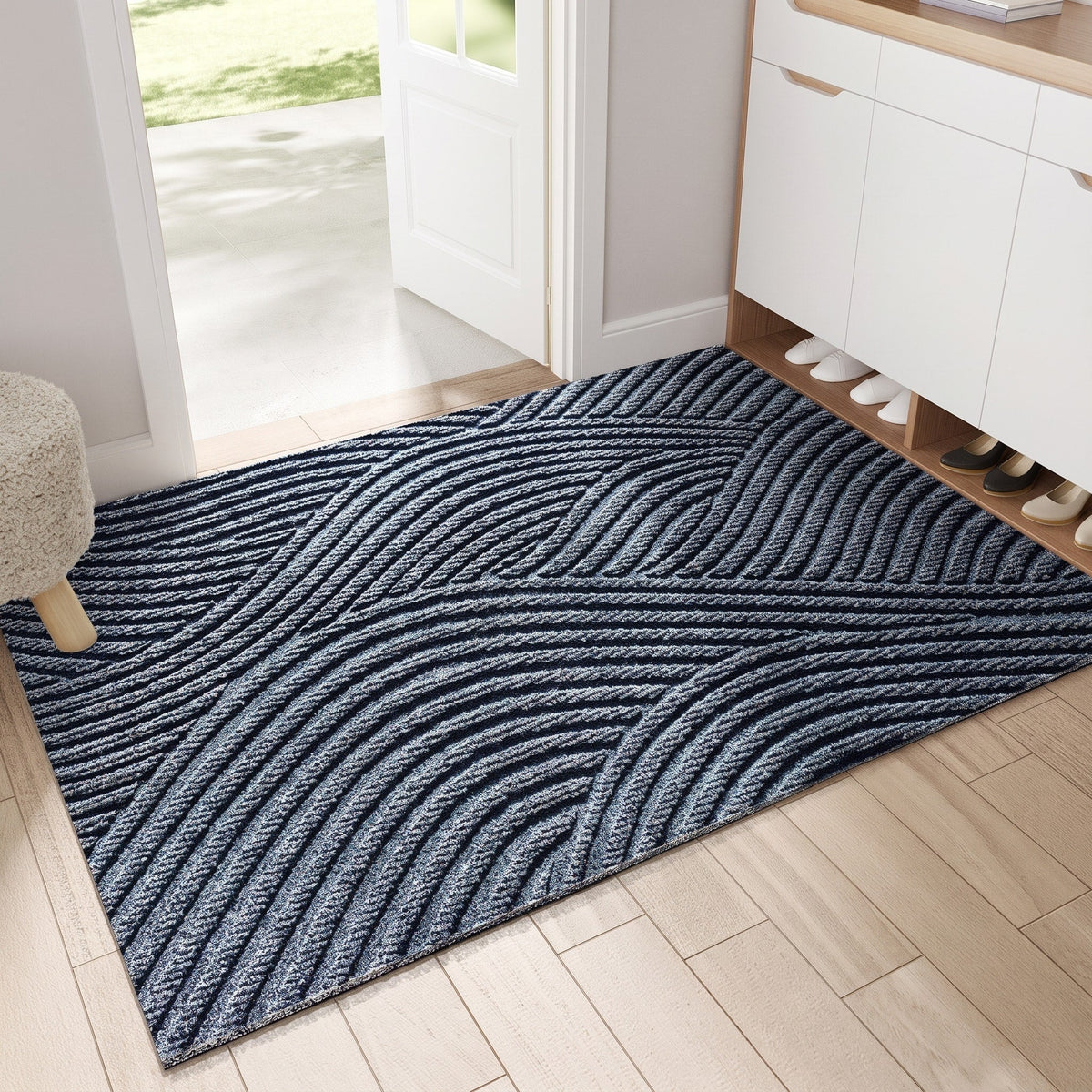 Fußmatte mit Wellenmuster für Eingang und Flur - Door Mats - Blau - Voldeva
