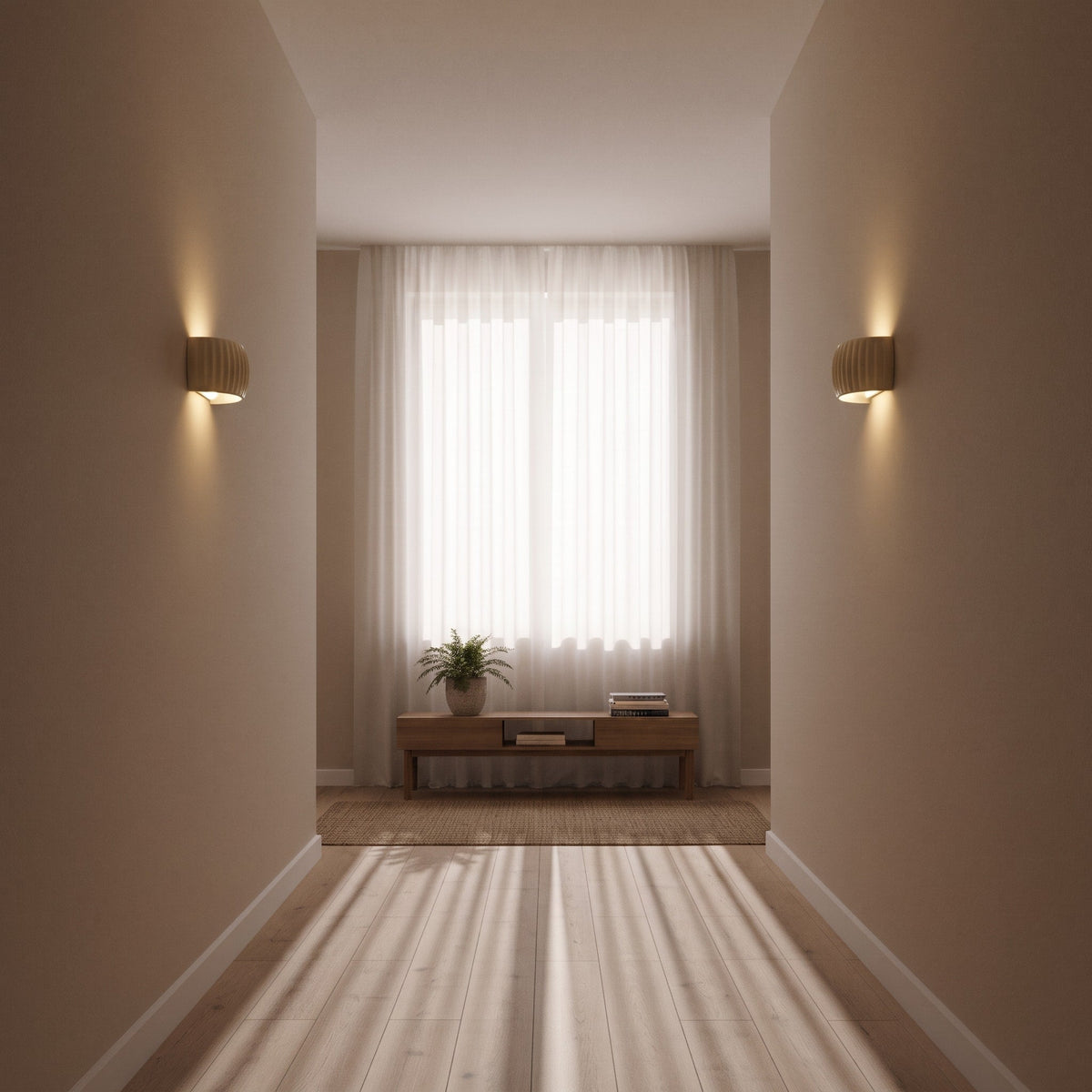 Gerillte LED Wandleuchte mit Keramikoptik - Wall Light Fixtures - Orange - Voldeva