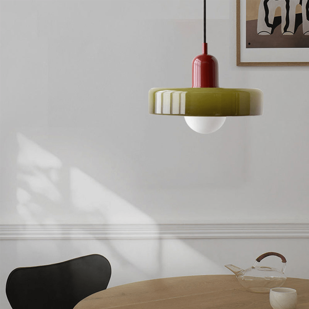 Glas Pendelleuchte mit Zweifarbigem Retro Design - Pendant Light Fixtures - Weiß - Voldeva