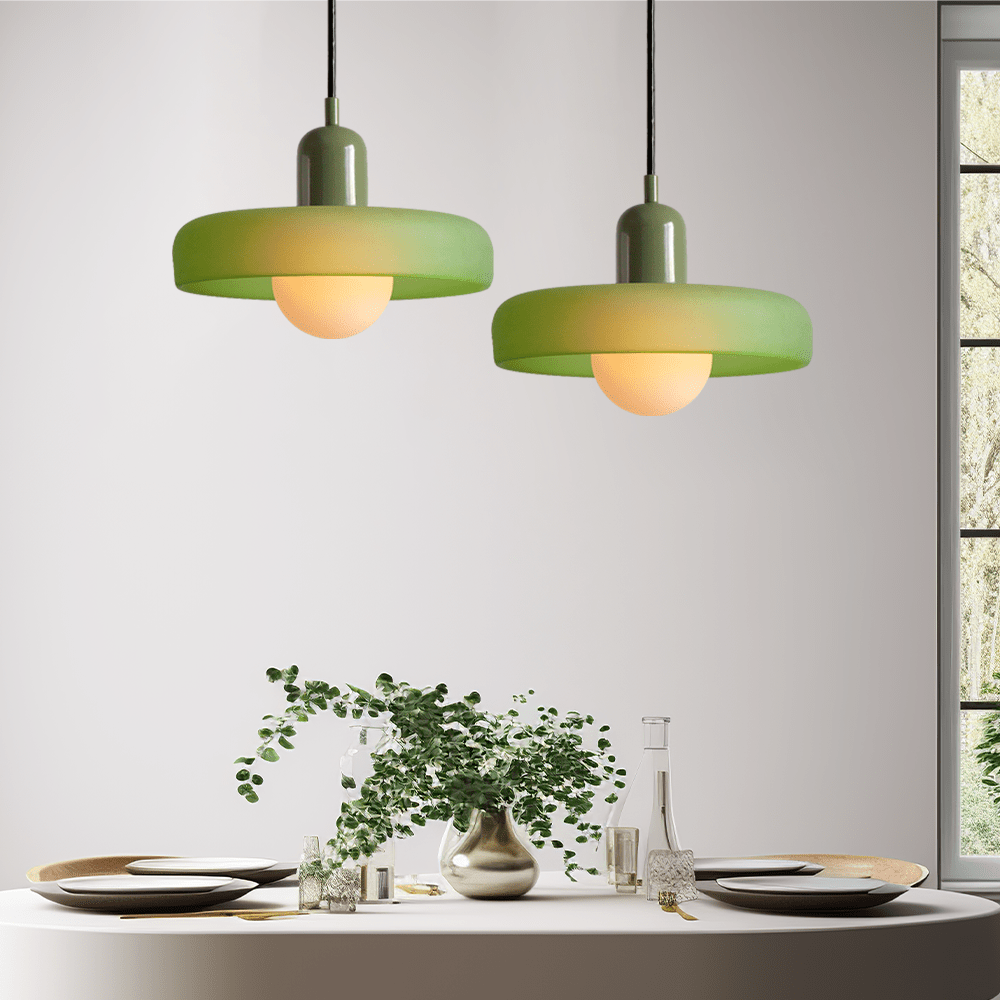 Glas Pendelleuchte mit Zweifarbigem Retro Design - Pendant Light Fixtures - Hellgrün - Voldeva