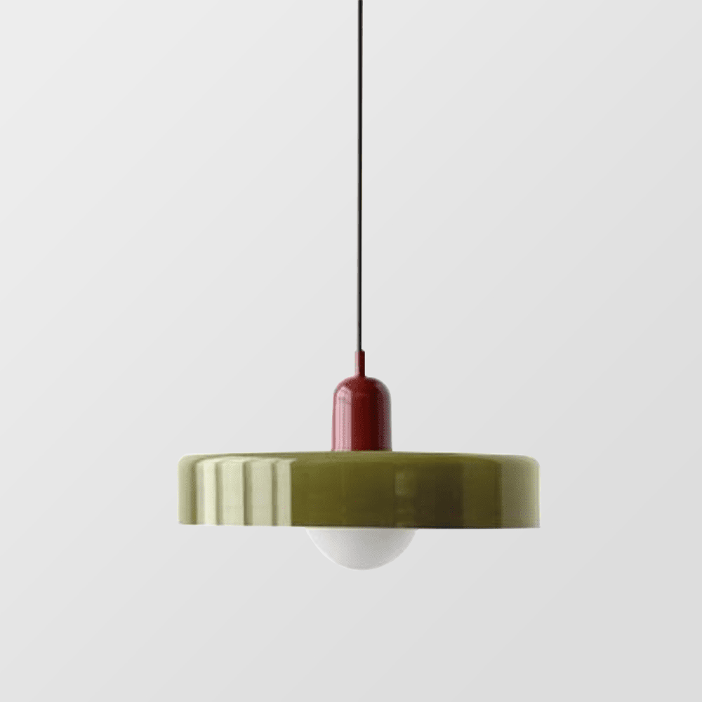Glas Pendelleuchte mit Zweifarbigem Retro Design - Pendant Light Fixtures - Dunkelgrün - Voldeva