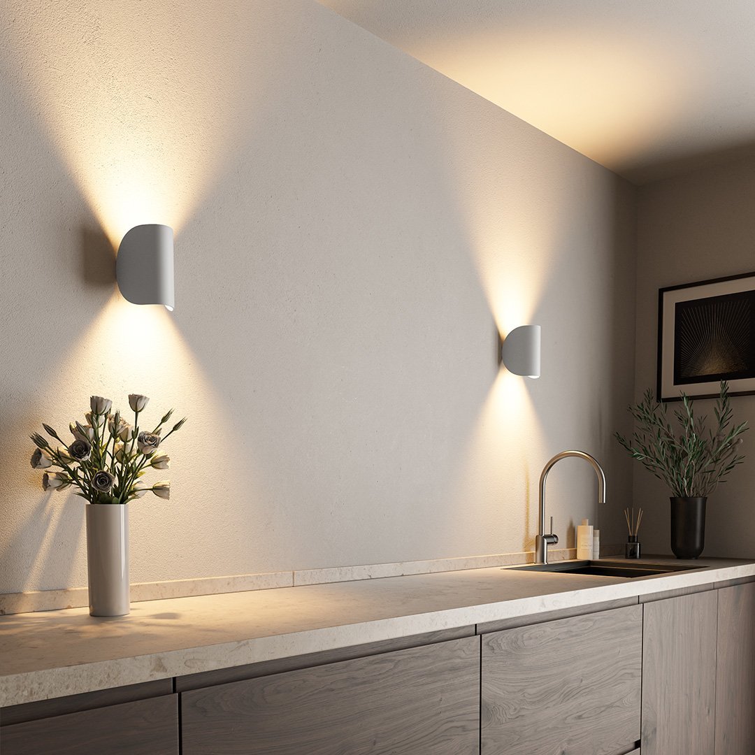 Halbmond LED Wandleuchte Schwarz Up-Down Lichteffekt Modernes Design - Wall Light Fixtures - Weiß - Voldeva
