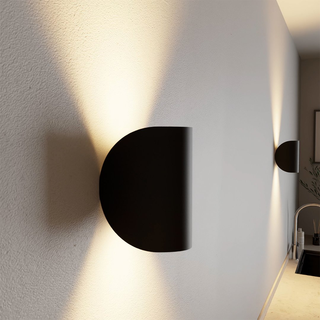 Halbmond LED Wandleuchte Schwarz Up-Down Lichteffekt Modernes Design - Wall Light Fixtures - Schwarz - Voldeva