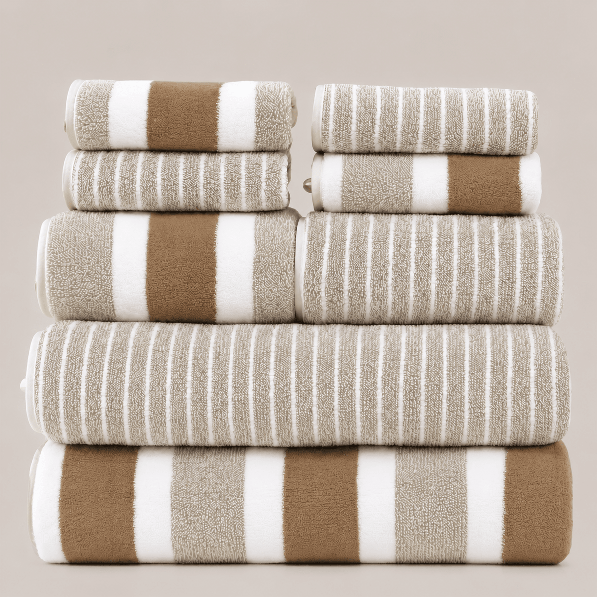 Handtuch Set aus weichem Vlies für Bad und Wellness - Towels - Karamell - Voldeva