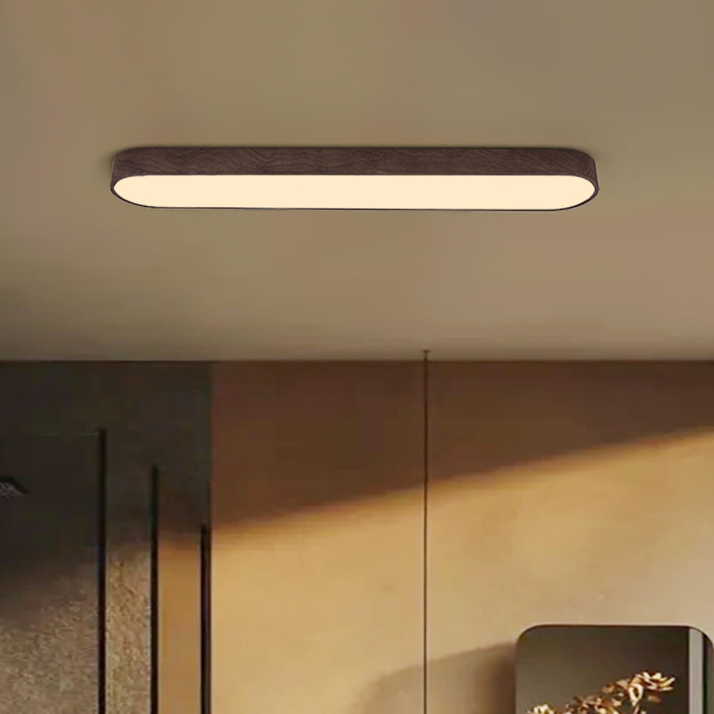 Holz LED Deckenleuchte Linear Schlank für Flur und Wohnraum - Ceiling Light Fixtures - Hellbraun - Voldeva