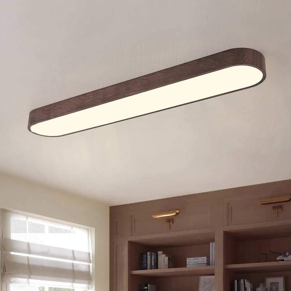 Holz LED Deckenleuchte Linear Schlank für Flur und Wohnraum - Ceiling Light Fixtures - Hellbraun - Voldeva
