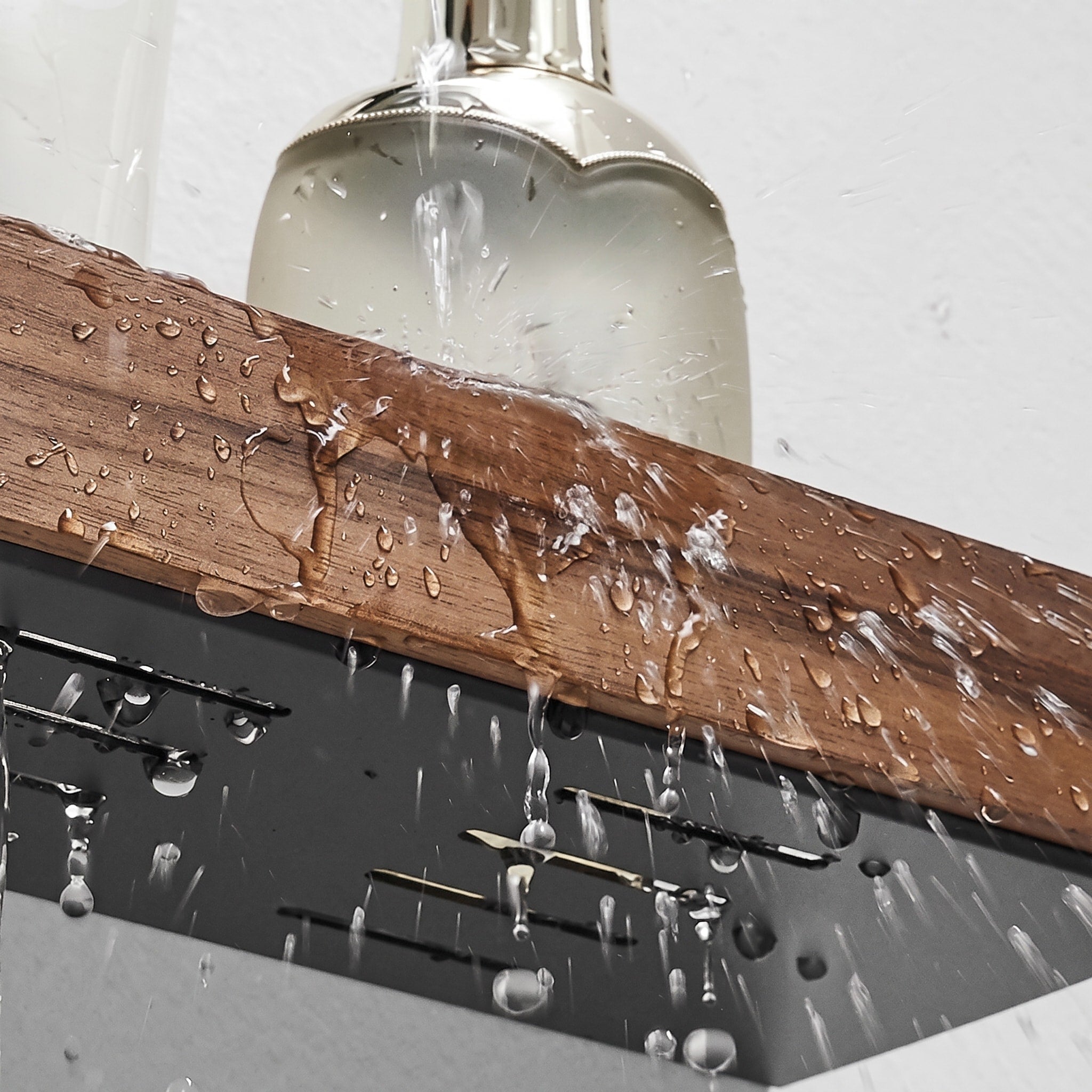 Holzoptik Wandregal Bad ohne Bohren - Rack Wall Shelves & Ledges - Braun - Voldeva