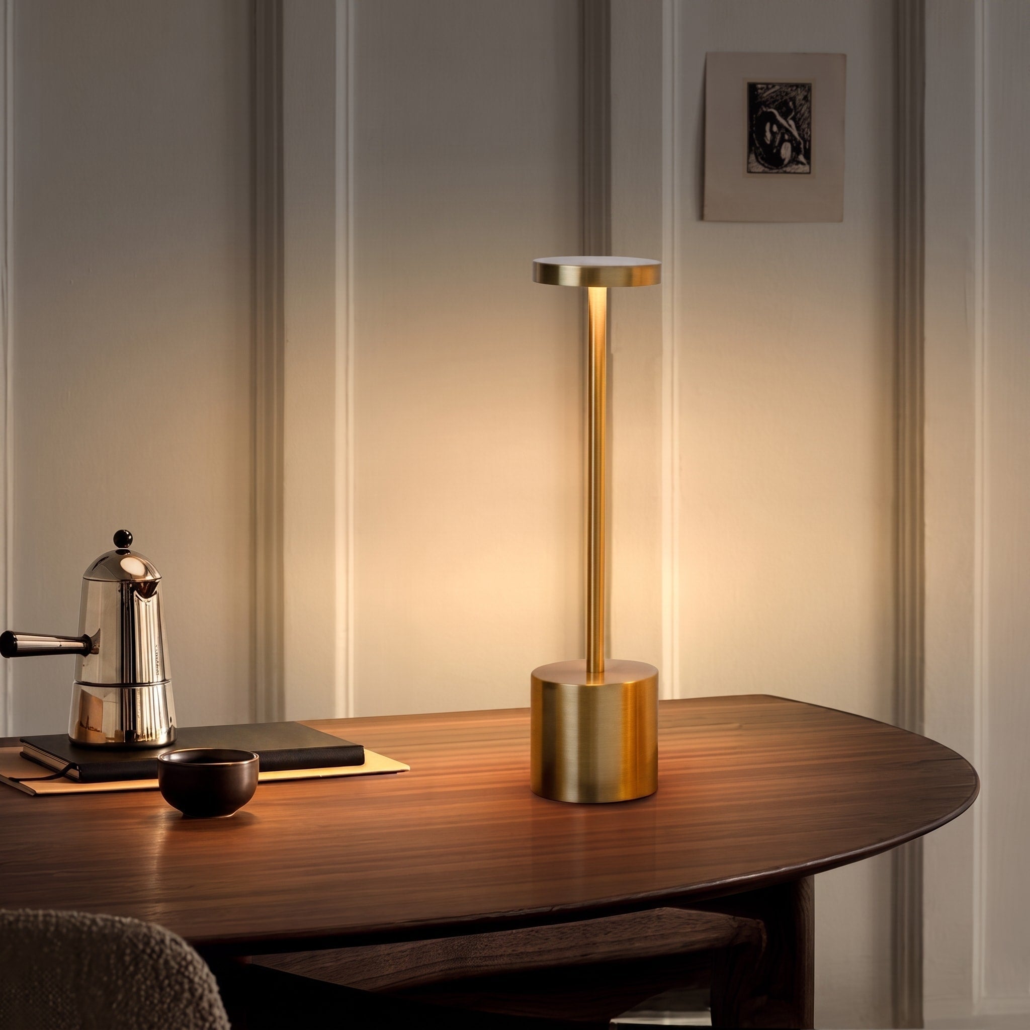 Kabellose LED Tischlampe Akku Metallständer Modernes Design - Table Lamps - Gold - Voldeva