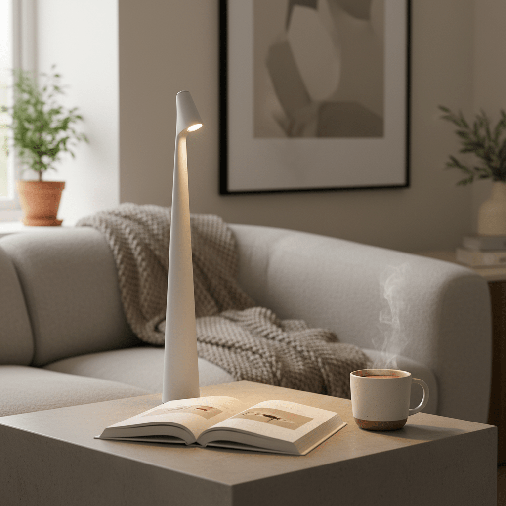 Kabellose LED Tischlampe im Skandinavischen Design - Table Lamps - Weiß - Voldeva