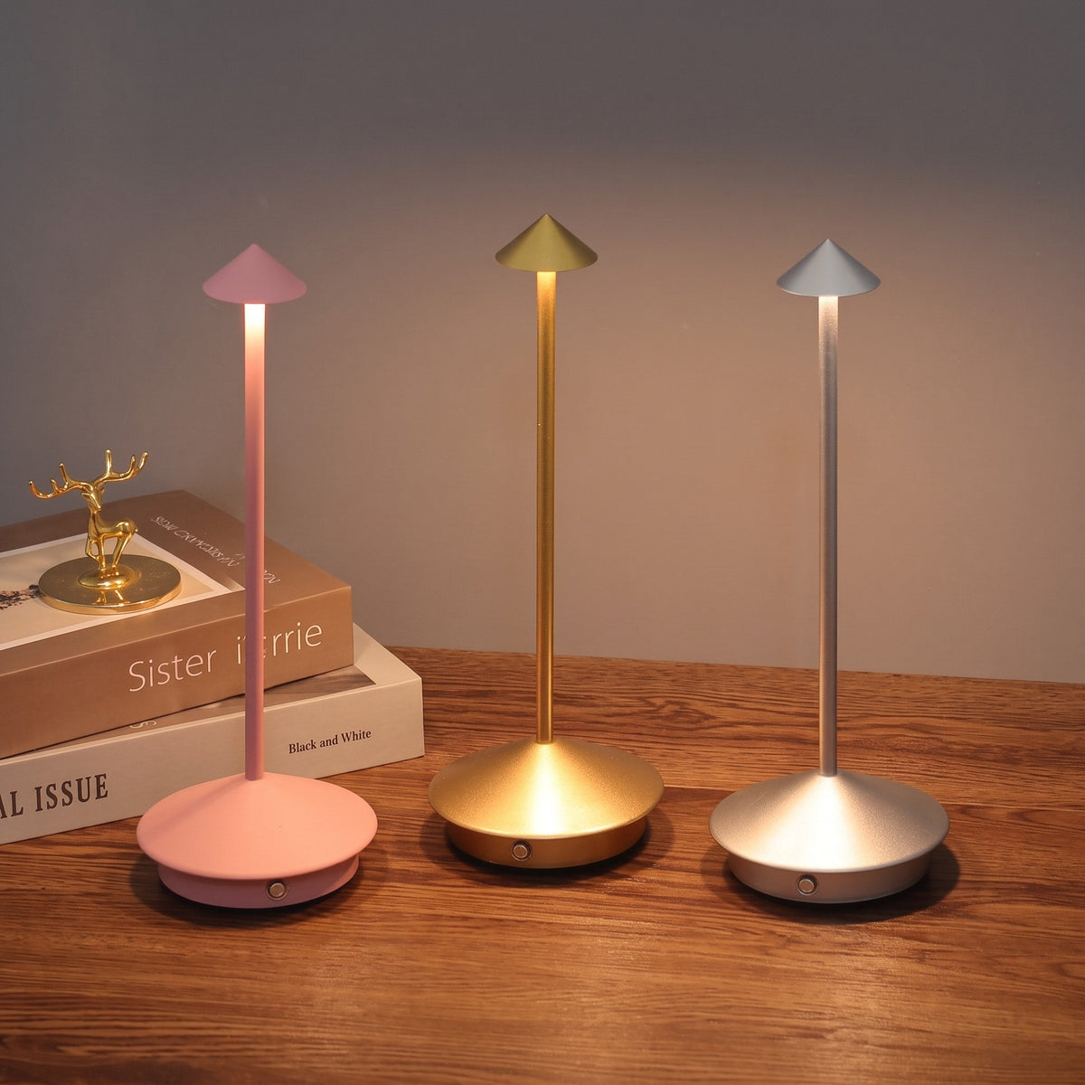 Kabellose LED-Tischlampe in Pilzform mit Touch-Dimmfunktion - Table Lamps - Blau - Voldeva