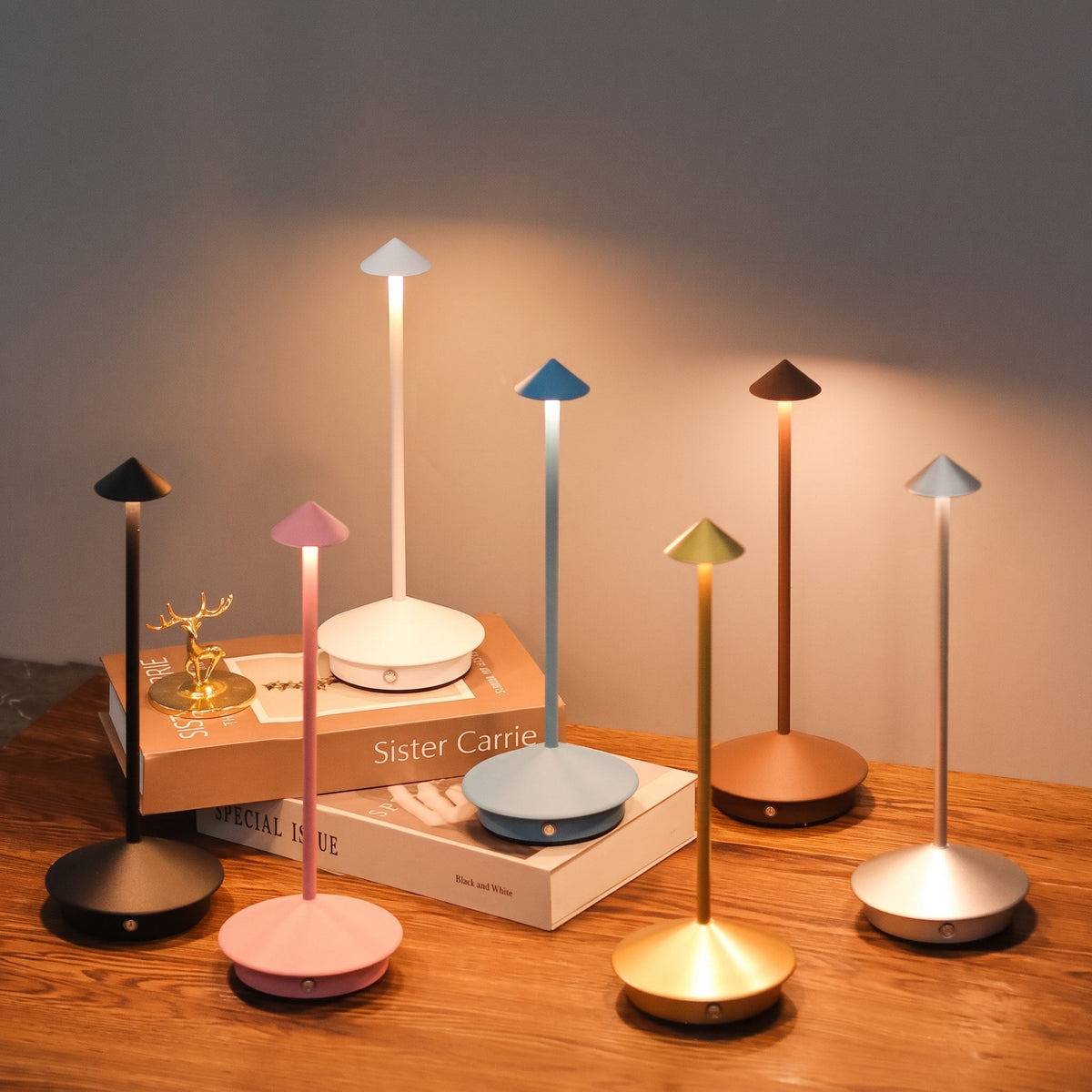 Kabellose LED-Tischlampe in Pilzform mit Touch-Dimmfunktion - Table Lamps - Blau - Voldeva