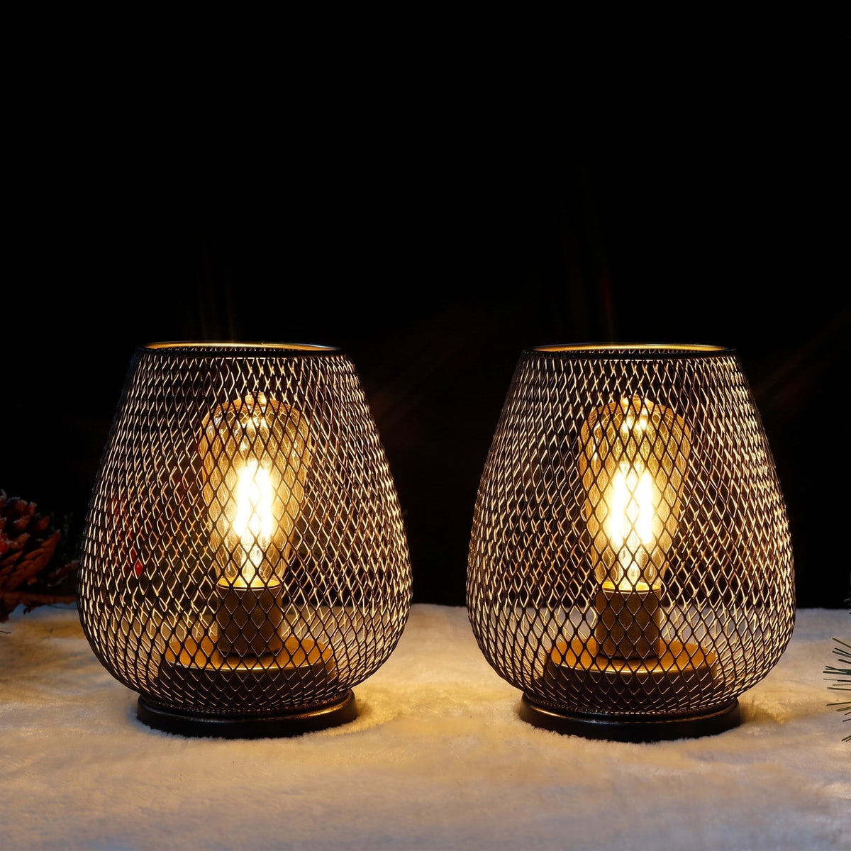 Kabellose LED Tischlampe mit Metallgitter Design - Table Lamps - Voldeva