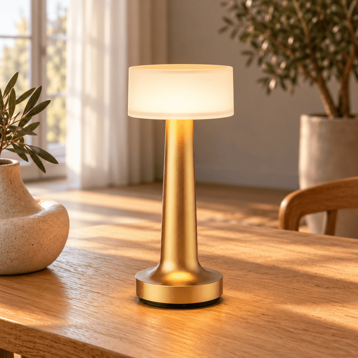 Kabellose LED Tischlampe mit Touch Dimmfunktion und USB Aufladung - Table Lamps - Gold - Voldeva