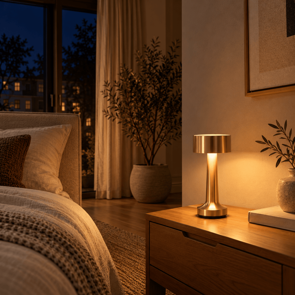 Kabellose LED Tischlampe mit Touch Dimmfunktion und USB Aufladung - Table Lamps - Gold - Voldeva