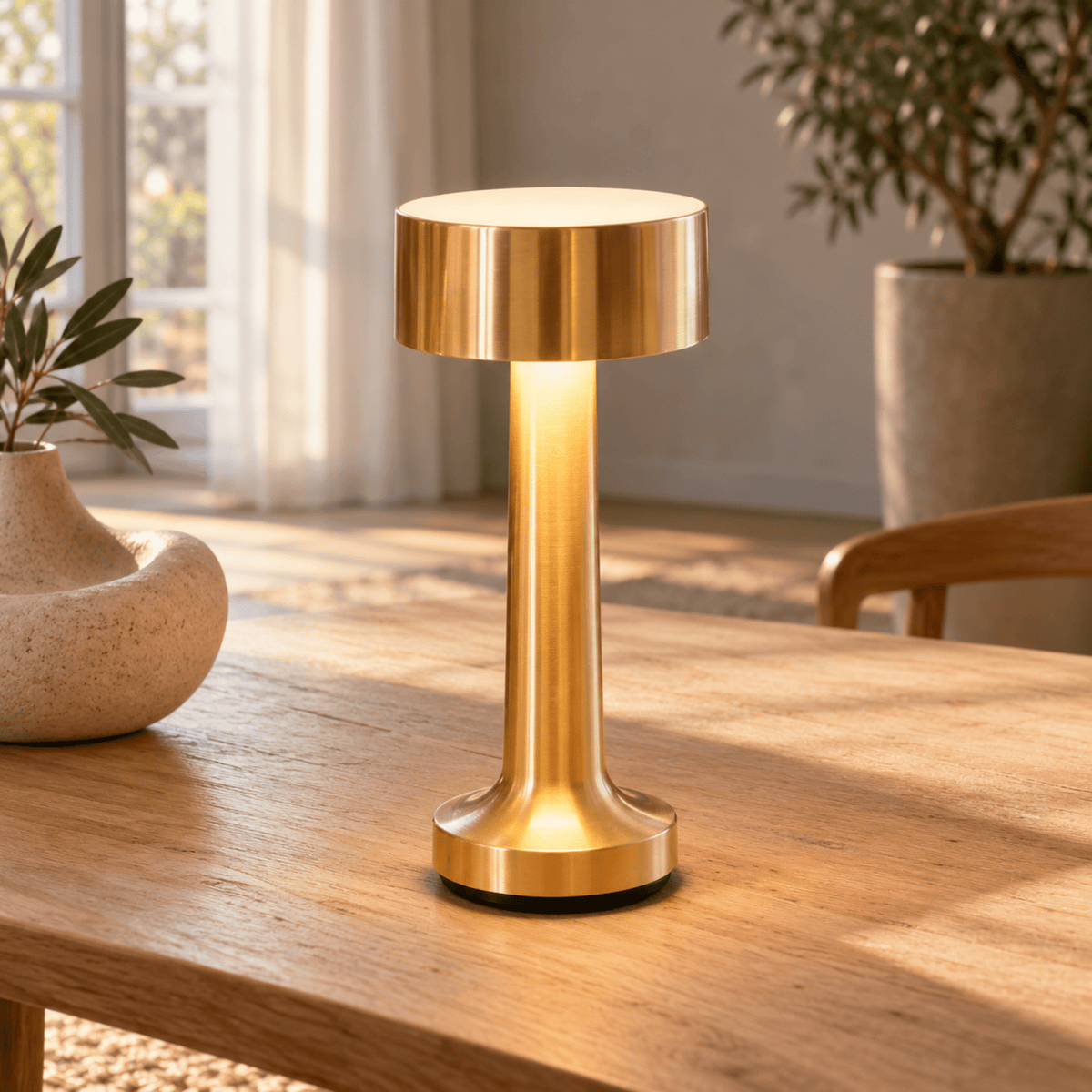 Kabellose LED Tischlampe mit Touch Dimmfunktion und USB Aufladung - Table Lamps - Gold - Voldeva